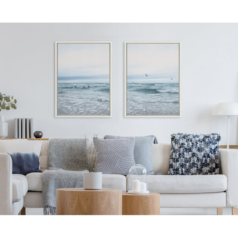 Ocean Swim Left and Right by Stephanie Klatt Framed Canvas Wall Art Set