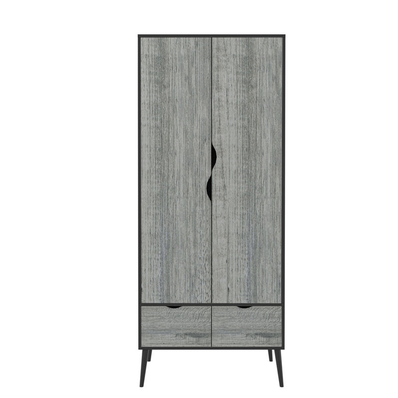 Hortencia Solid Wood Wardrobe, Black Ash Grey