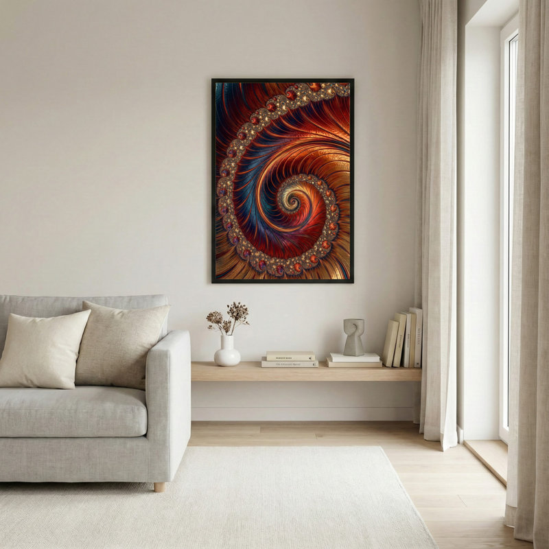 Ensemble de 1 tableau sur toile à motif fractal abstrait en spirale, H 24 po x l 16 po
