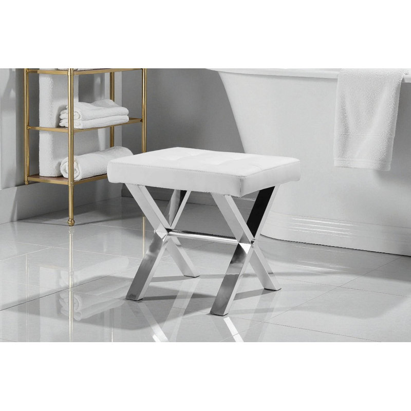 Tabouret Beverly de Pangea Home, Simili cuir blanc