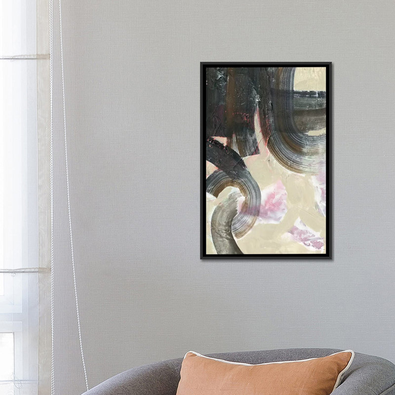 «Striate II», impression sur toile, H 26 po x l 18 po x P 1,5 po, Toile encadrée noire, Pas de tapis