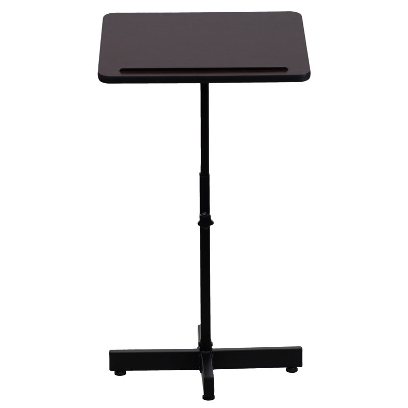 Adjustable Height Black Steel Lectern with Mahogany Top