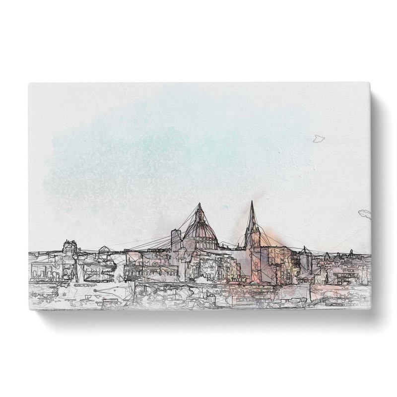 View Of Valletta In Malta In Abstract - Wrapped Canvas Print, 60cm H x 91cm W x 3cm D
