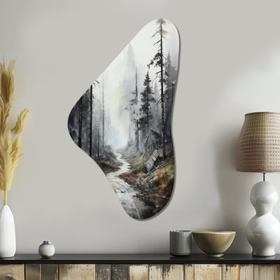 Meandering Road Through Forest - Road Boomerang Shape Irregular Metal Wall Decor