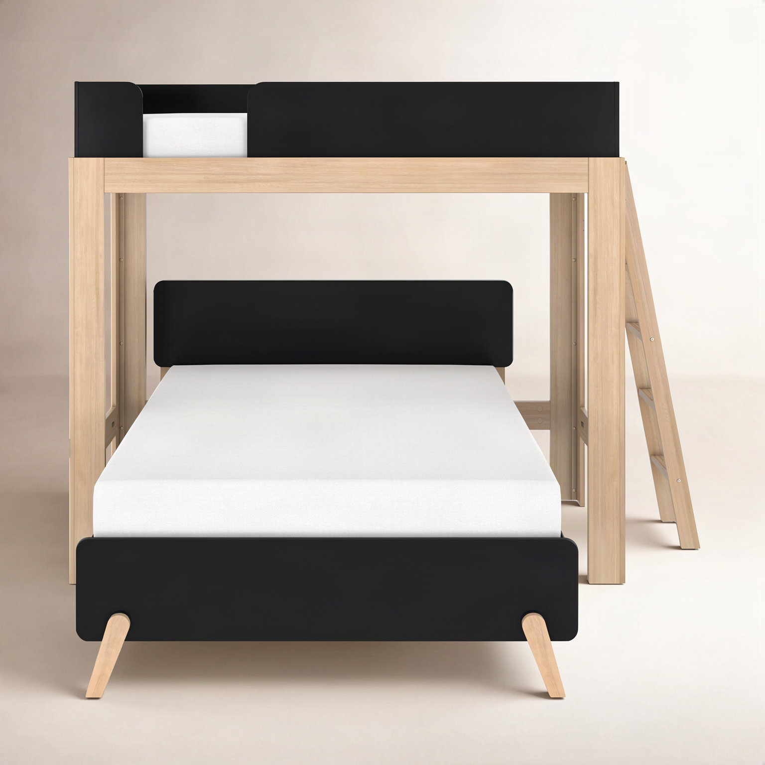 Bellmont L-Shaped Bunk Bed, Twin over Full, Black/Blonde