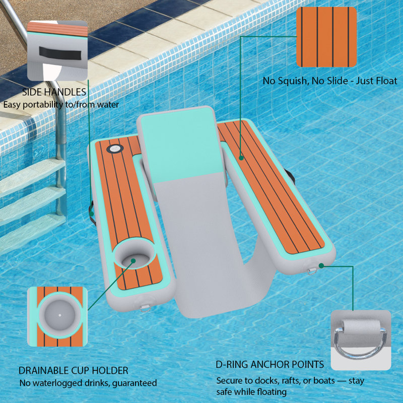 Fauteuil gonflable pour piscine avec porte-gobelet