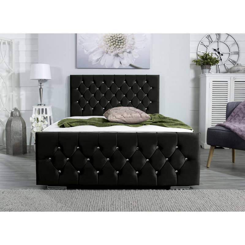 Chesser Upholstered Bed Frame, Single (3'), Black