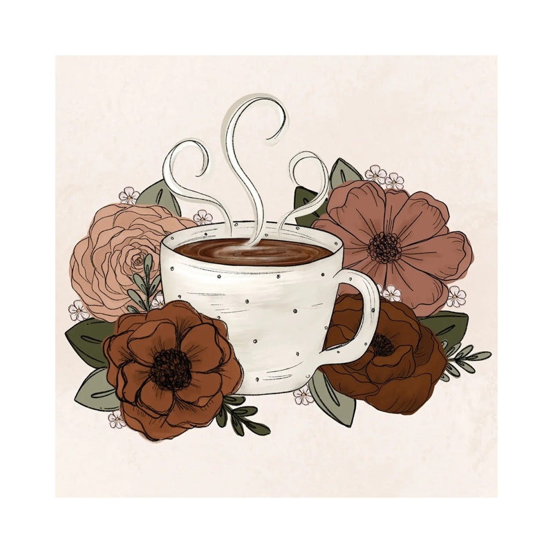 Coffee/Tea Florals by Katie Bryant - Wrapped Canvas Painting, 30.48 cm H x 30.48 cm W