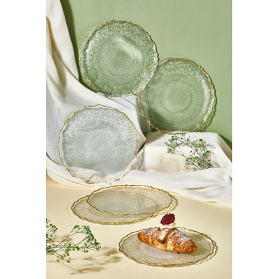 Ensemble d'assiettes à dessert Elegant (6 pièces), verre turquoise, 8,3 pouces | Matériau 100% verre, parfait pour les occasions spéciales et l'utilisation quotidienne | Conception élégante, ne va pas au lave-vaisselle ni au micro-ondes