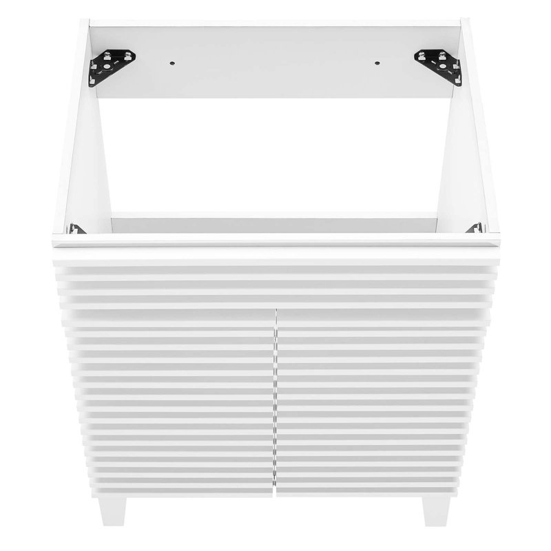 White Freestanding Mid-Century Modern Bathroom Vanity Cabinet
