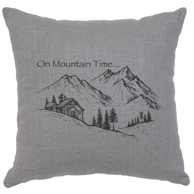 Coussin Wooded River Image - Mountain Time - Linen Grey