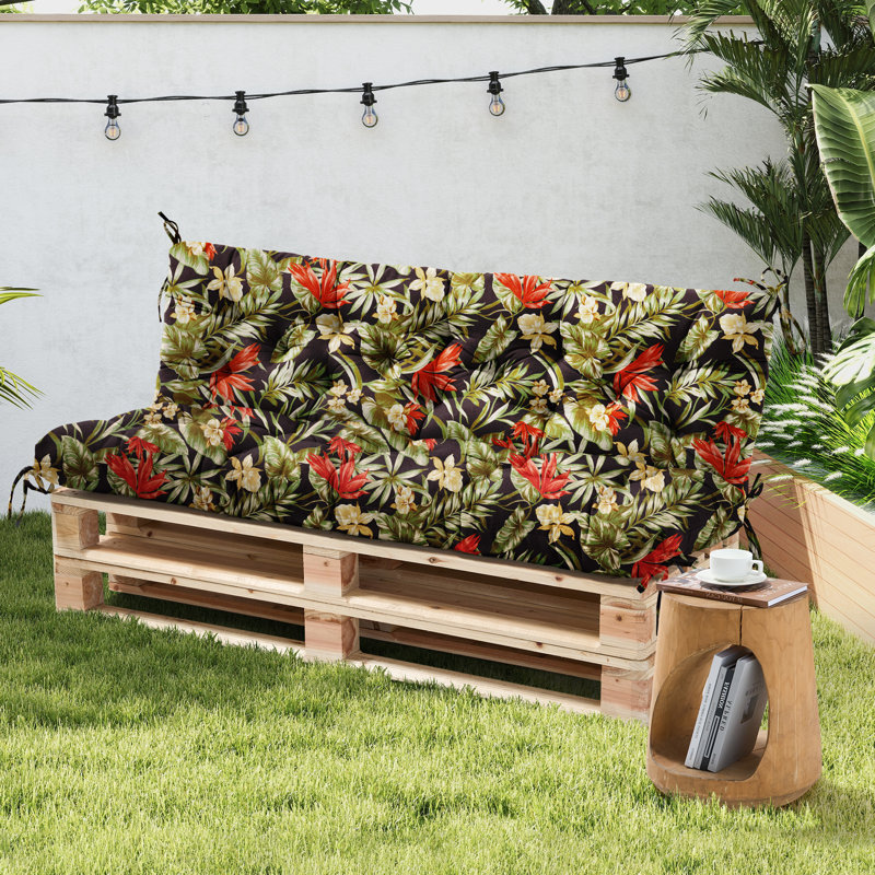  Waterproof Outdoor Bench Cushion Set With Backrest 48"X40"X4", Patio Seat Cushion For Lounger, Swing & Hammock, All-Weather High-Density Foam Outdoor Cushion For Garden Porch Poolside,Floral