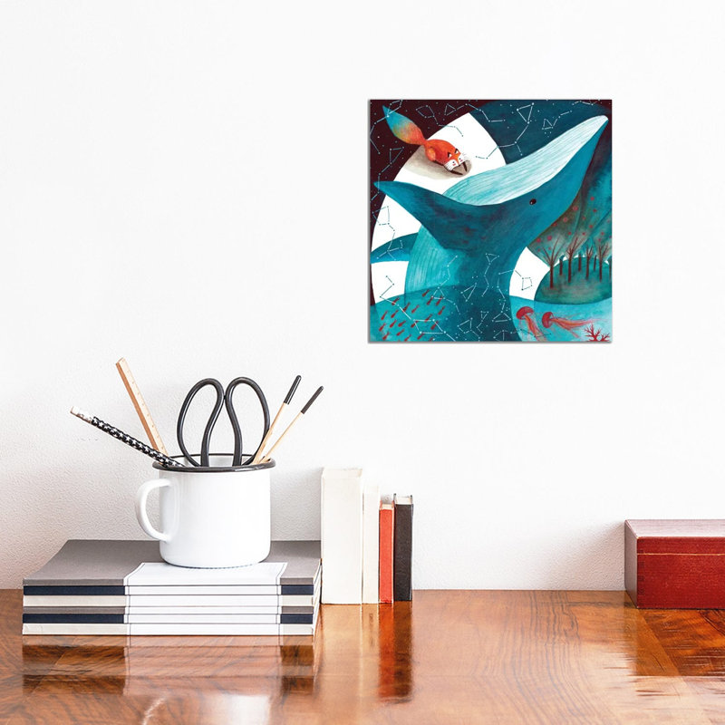 Fox And Whale III by The Cosmic Whale - Wrapped Canvas Gallery-Wrapped Canvas Giclée, 30.48 cm H x 30.48 cm W