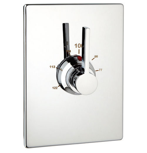 Thermostat rectangulaire complet avec valve, Chrome poli, 1/2 po