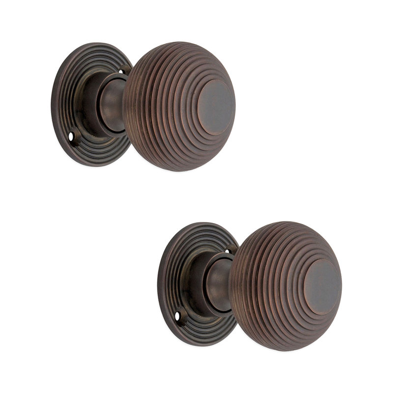 Beehive 50mm Rim/Mortice Door Knob, Bronze