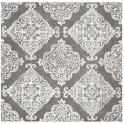 Tapis en viscose / laine gris foncé touffeté à la main Bernon
