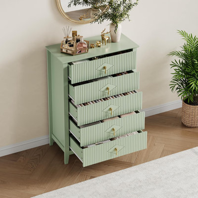 Commode pour chambre à coucher avec 5 tiroirs, commode moderne de 32 po de largeur avec poignée en métal