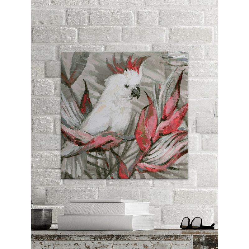 Cacatoès blanc III - reproduction sur toile, H 32 po x l 32 po