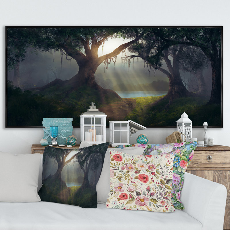 " Sun Rays In The Forest ", Black Framed, 8" H x 12" W x 1" D