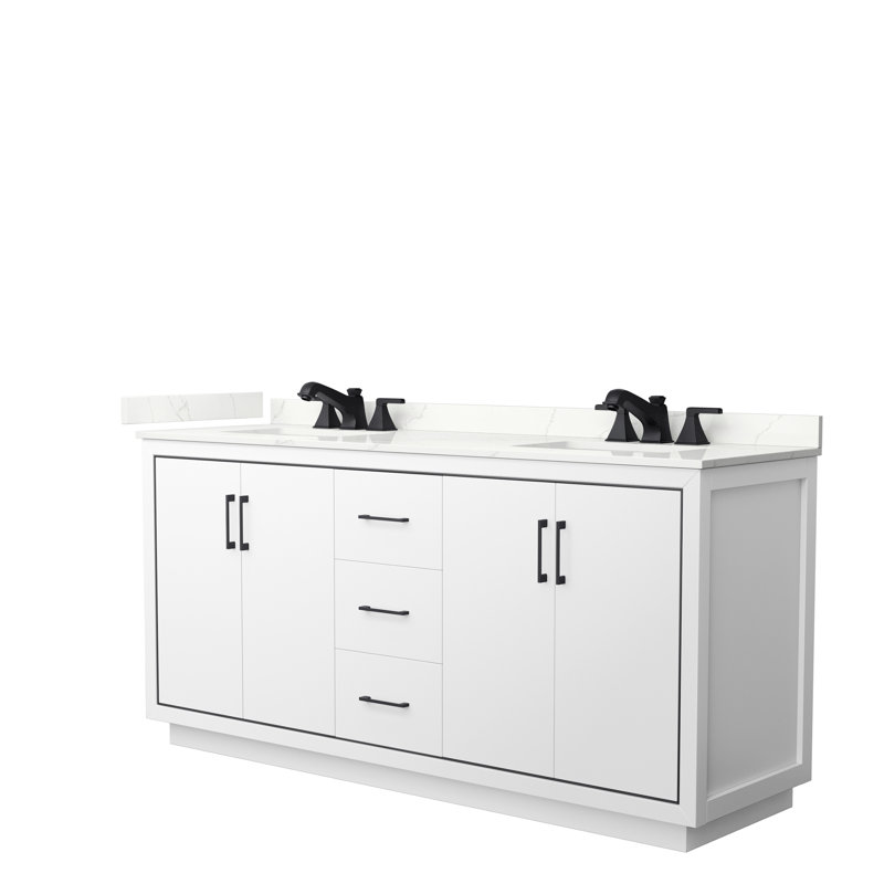 72'' W Double Vanity, Brushed Nickel, White, Giotto Quartz