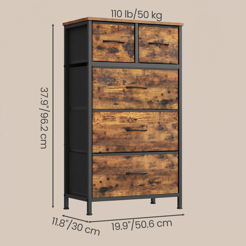 5 Drawer Storage Drawer, Brown