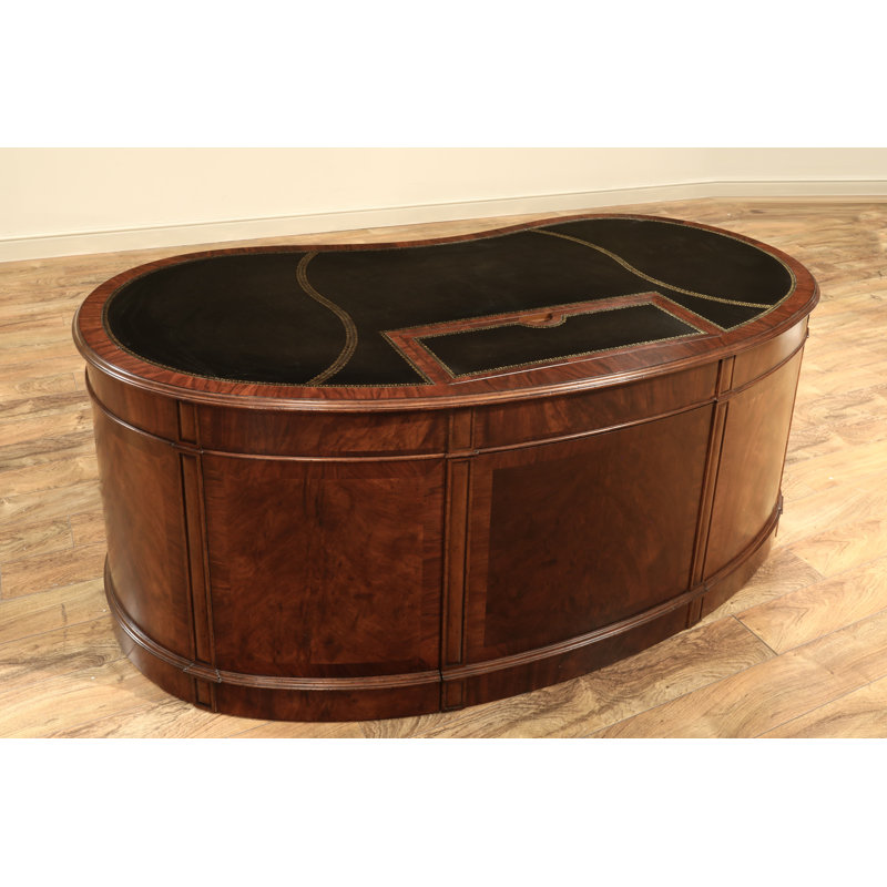 Walnut Kidney Shaped Desk With Leather Top