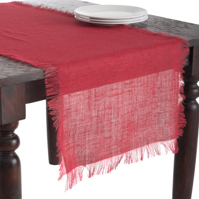 Furman Fringed Burlap Table Runner