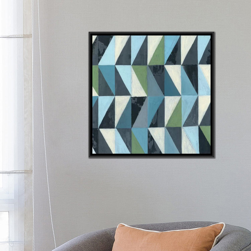 « geometric iii », reproduction sur toile, H 26 po x l 26 po x P 1,5 po, Toile avec cadre noir, Pas de tapis