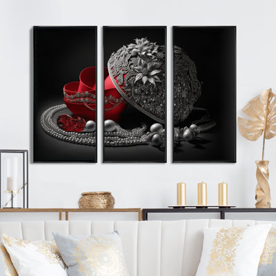 Vintage Glam Accessores n Red and Black - 3 pièces sur toile