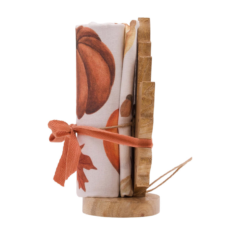 Ensemble-cadeau de serviette d'automne et support Bounteasant Pumpkins