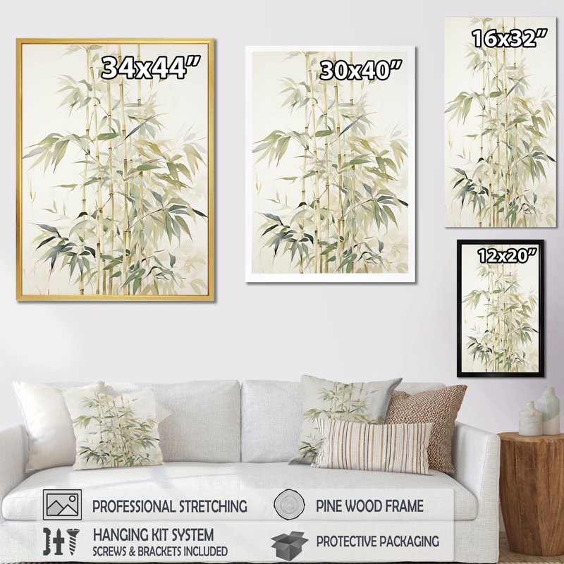 Décoration murale en bambou discret Embrace III_106617, H 20 po x l 12 po x P 1 po, Encadrement doré
