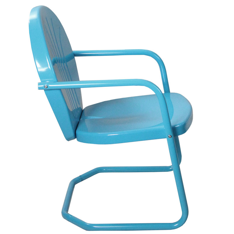 Fauteuil tulipe rétro d'extérieur 34 pouces, bleu