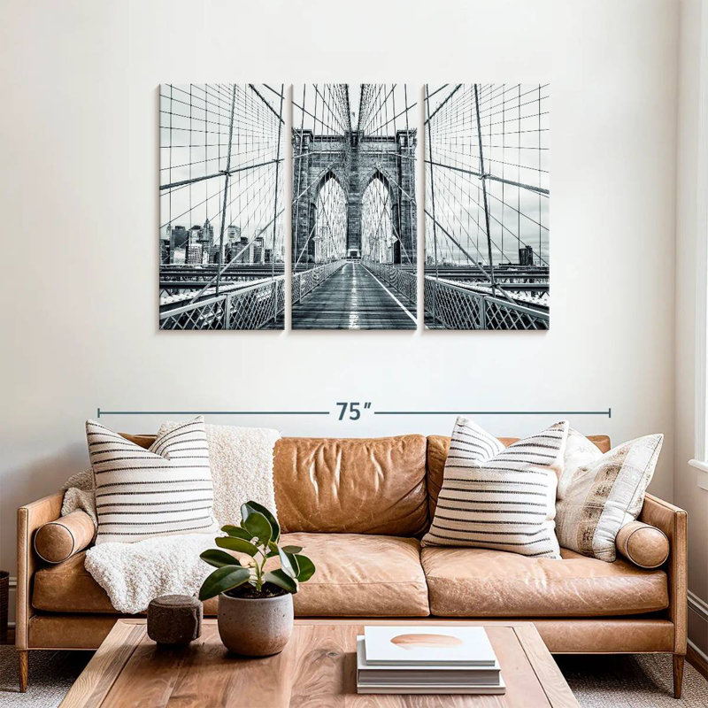 Pont de Brooklyn monochrome, H 36 po x l 57 po