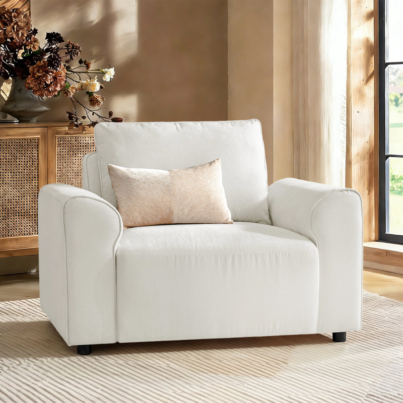  Bernice Modern 48" W Oversized Armchair with Removable Back Cushion, Ivory