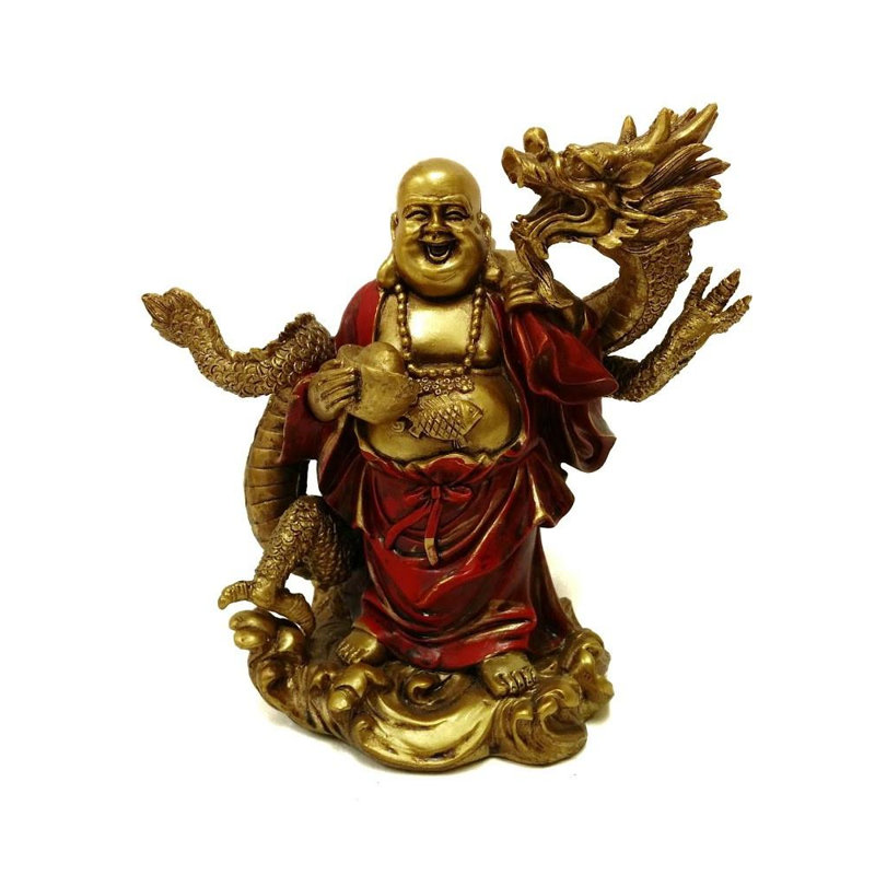 Bouddha avec statue dragon happy Karval