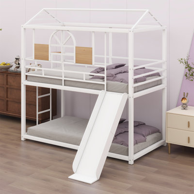 Metal House Bunk Bed With Slide