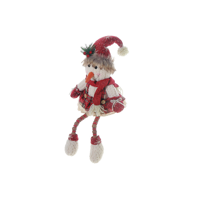 Bonhomme de neige avec jupe pelucheuse et perlée