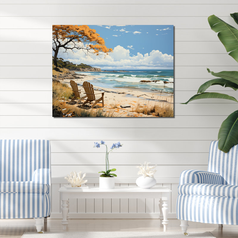 «Coastalbeach Beach Bliss Pastoral», reproduction d'art sur toile, H 12 po x l 20 po x P 1 po, Toile tendue