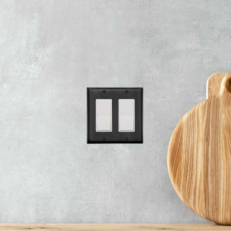 Black Powder Coated Double Rocker Switch Plate