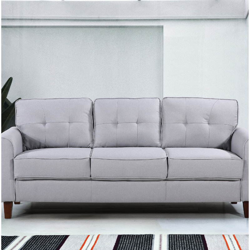 Kouchouk Upholstered 78.74'' Sofa, Light Gray 100% Linen
