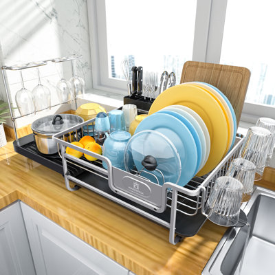 Large Capacity Stainless Steel Dish Rack, Adjustable Dish Drying Rack