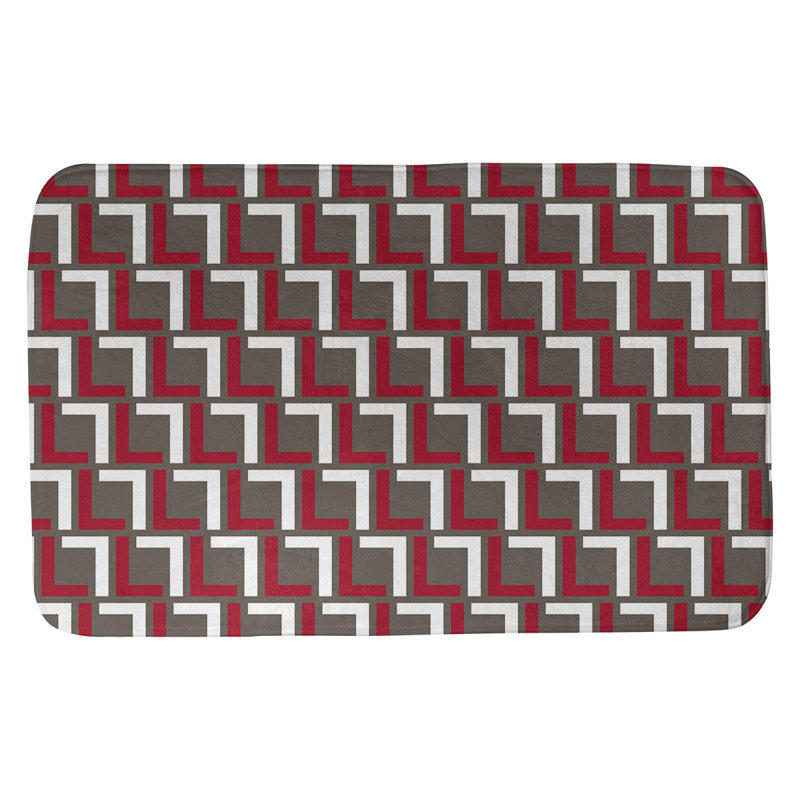 Tapis pour salle de bain Baltimore, l 17 po x L 24 po, Étain / rouge / blanc