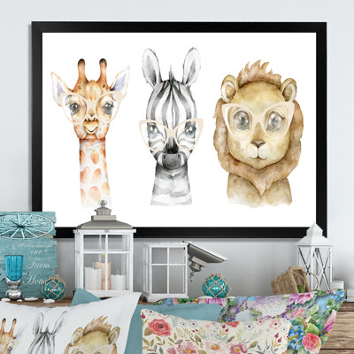 Dessin de girafe et de lion - reproduction sur toile