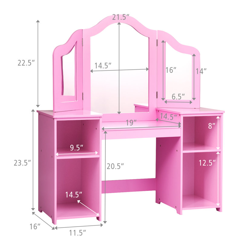 Coiffeuse avec miroir Clearview, Rose