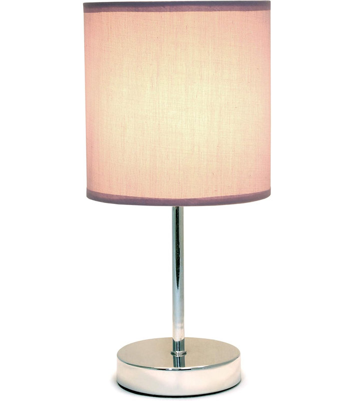  Mini lampe de table chromée avec abat-jour en tissu pour bureau de chevet et chambre à coucher, Mauve
