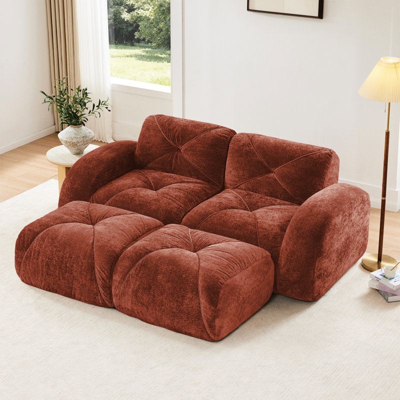Rouge désossé en forme de U avec mousse haute 32d, tissu de velours doux, design, glissade, mobile, sans assemblage, pour art et éponge à haute densité, base, coins de lecture confortables