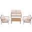  Ensemble de conversation de patio 4 pièces avec cadre en aluminium, dossier en rotin PE et coussins imperméables, canapé d'extérieur et table basse pour balcon de jardin, beige