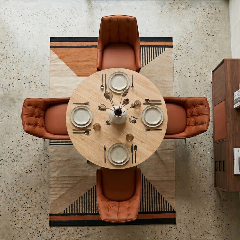 Ensemble de salle à manger 46 po pour 4 personnes avec fauteuils capitonnés en similicuir, Brun