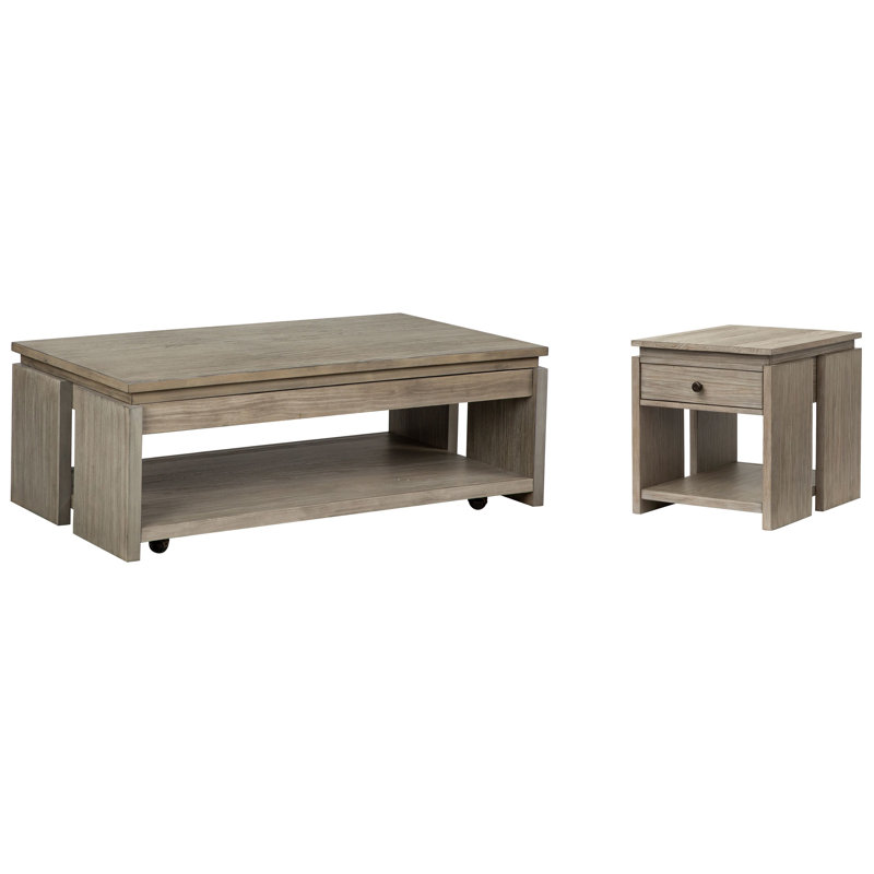 Table basse avec rangement Halstad, 2 pièces: table basse, table de bout