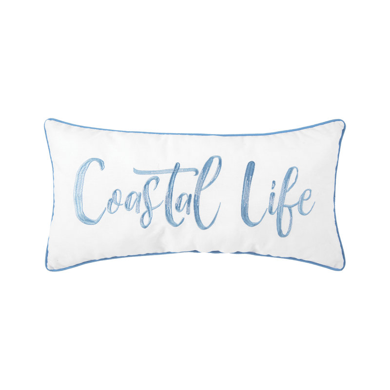 Coastal Life Embroidered Throw Pillow